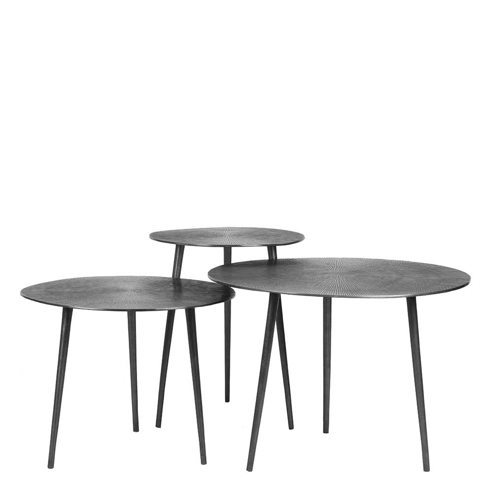 Drei Beistelltische in Grau Antik Finish - Leak (dreiteilig)