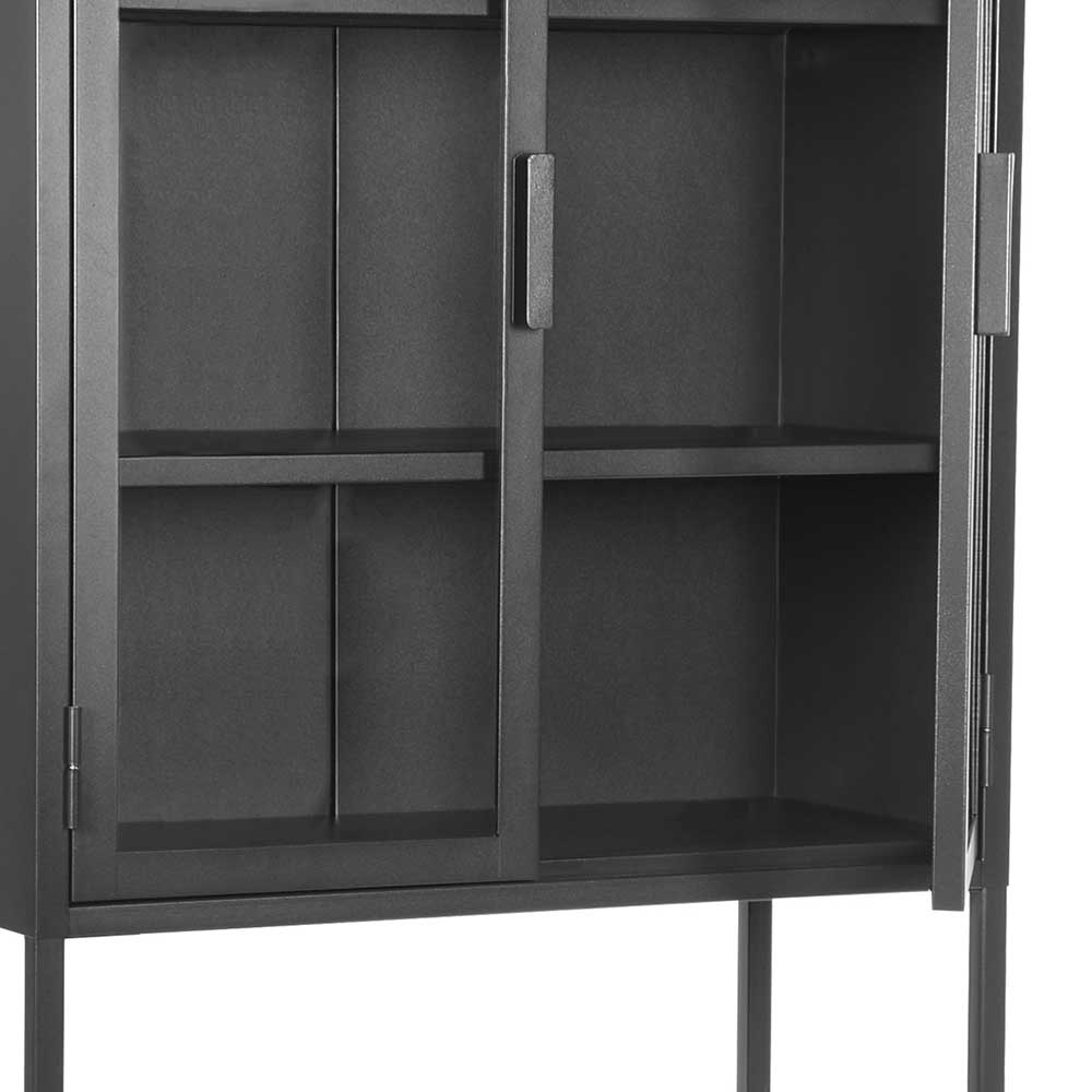 Industrial Metallvitrine in Schwarz lackiert - Endja