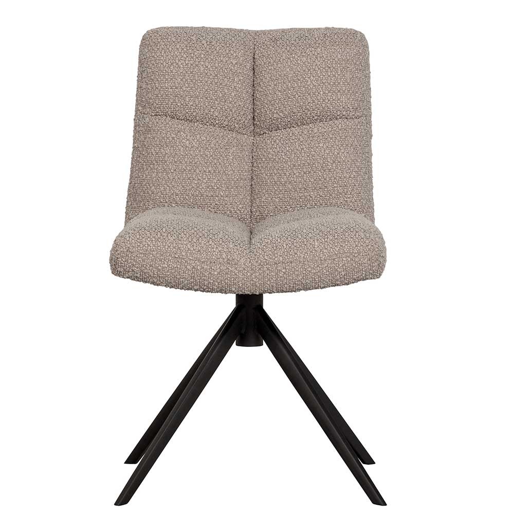 Drehbarer Polsterstuhl aus Boucle Stoff in Beige - Magan