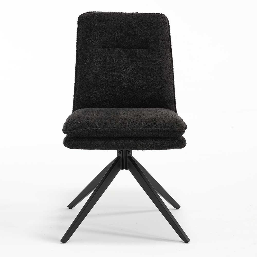 Dunkler Polsterstuhl in Anthrazit Boucle - Queen (2er Set)