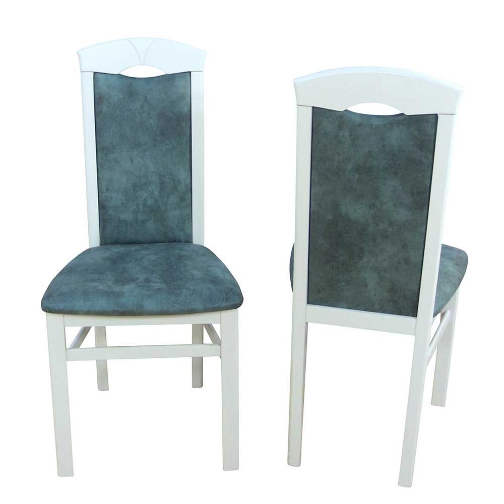 Klassischer Esszimmerstuhl in Weiß Latinossa & Vintage Blau Grau (2er Set)