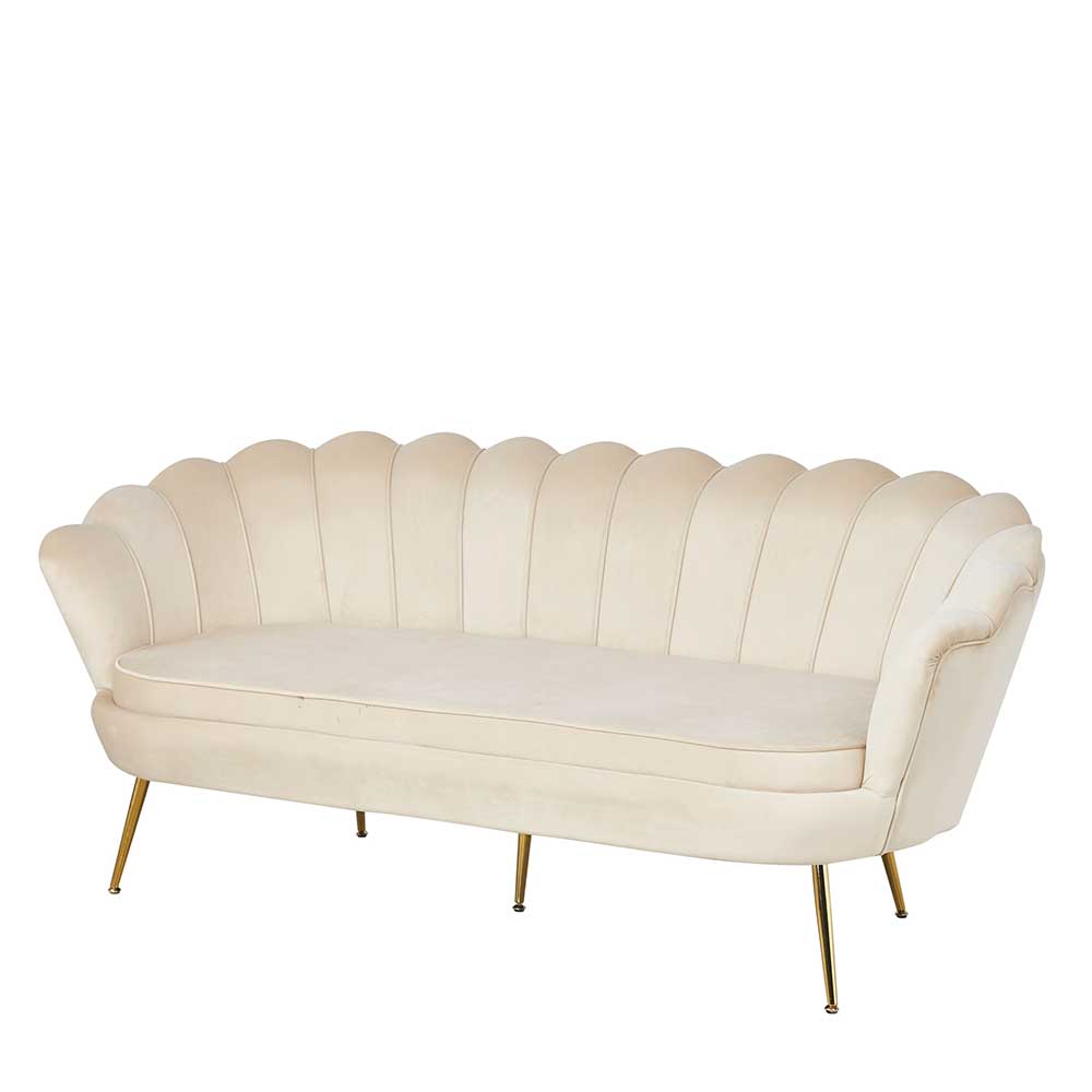 Retrosofa Dreisitzer in Beige & Gold - Calls