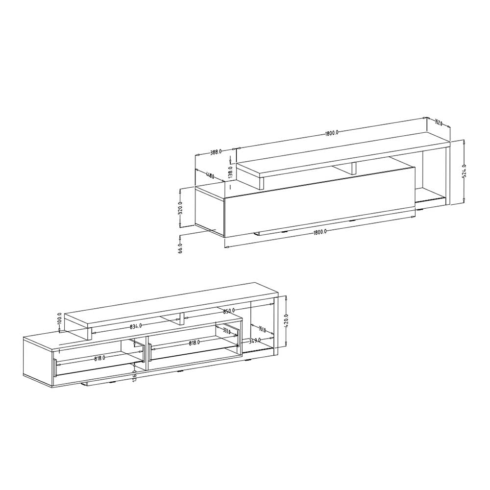 Designer TV Anbauwand in Betonoptik - Venatio (dreiteilig)