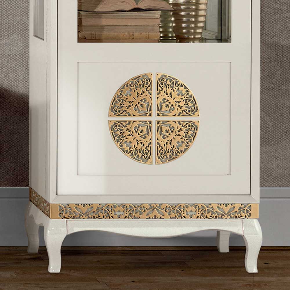 Design TV Wand in Weiß & Gold - Valganios (vierteilig)