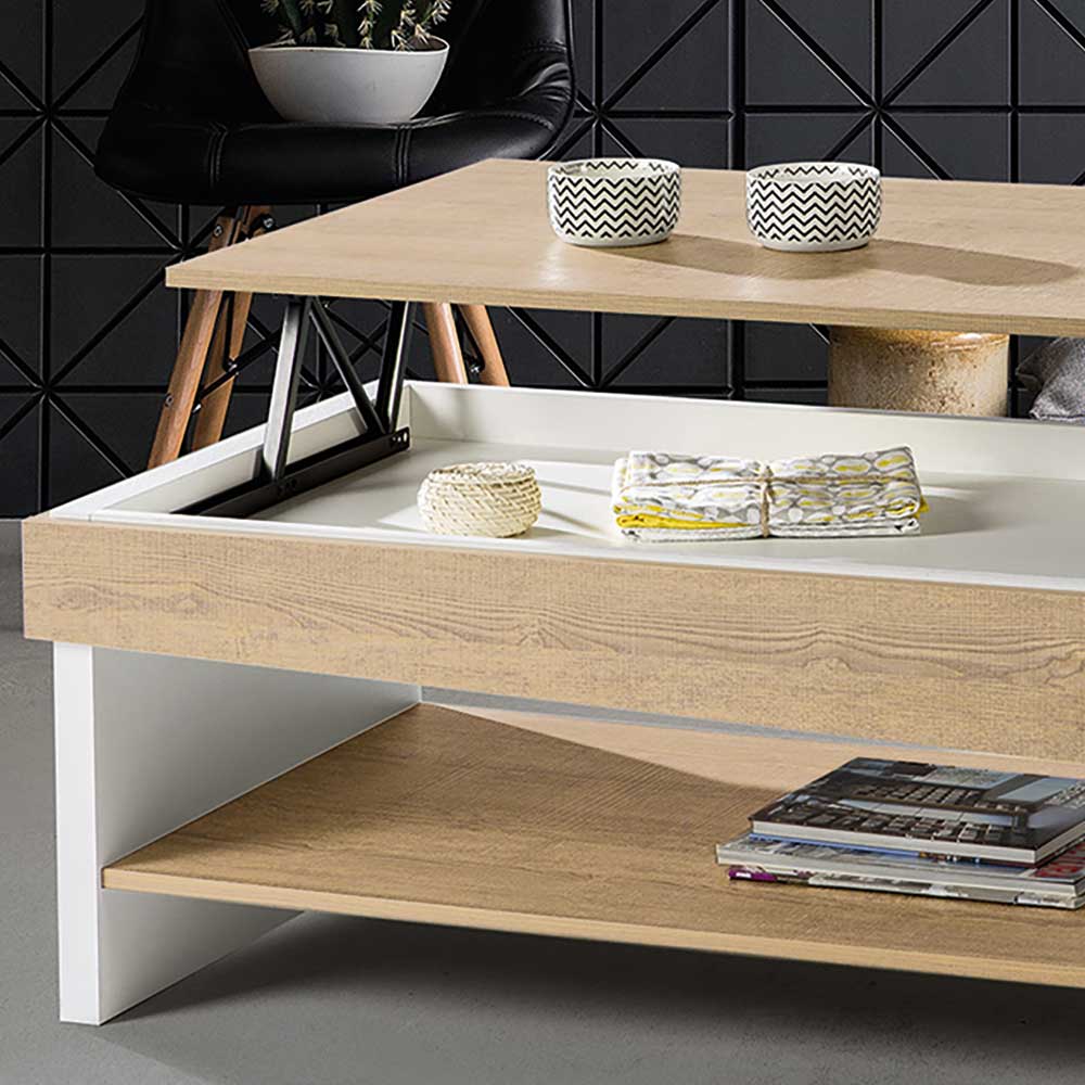 Wohnzimmer Funktionstisch in Wildeiche & Weiß - Jenfa