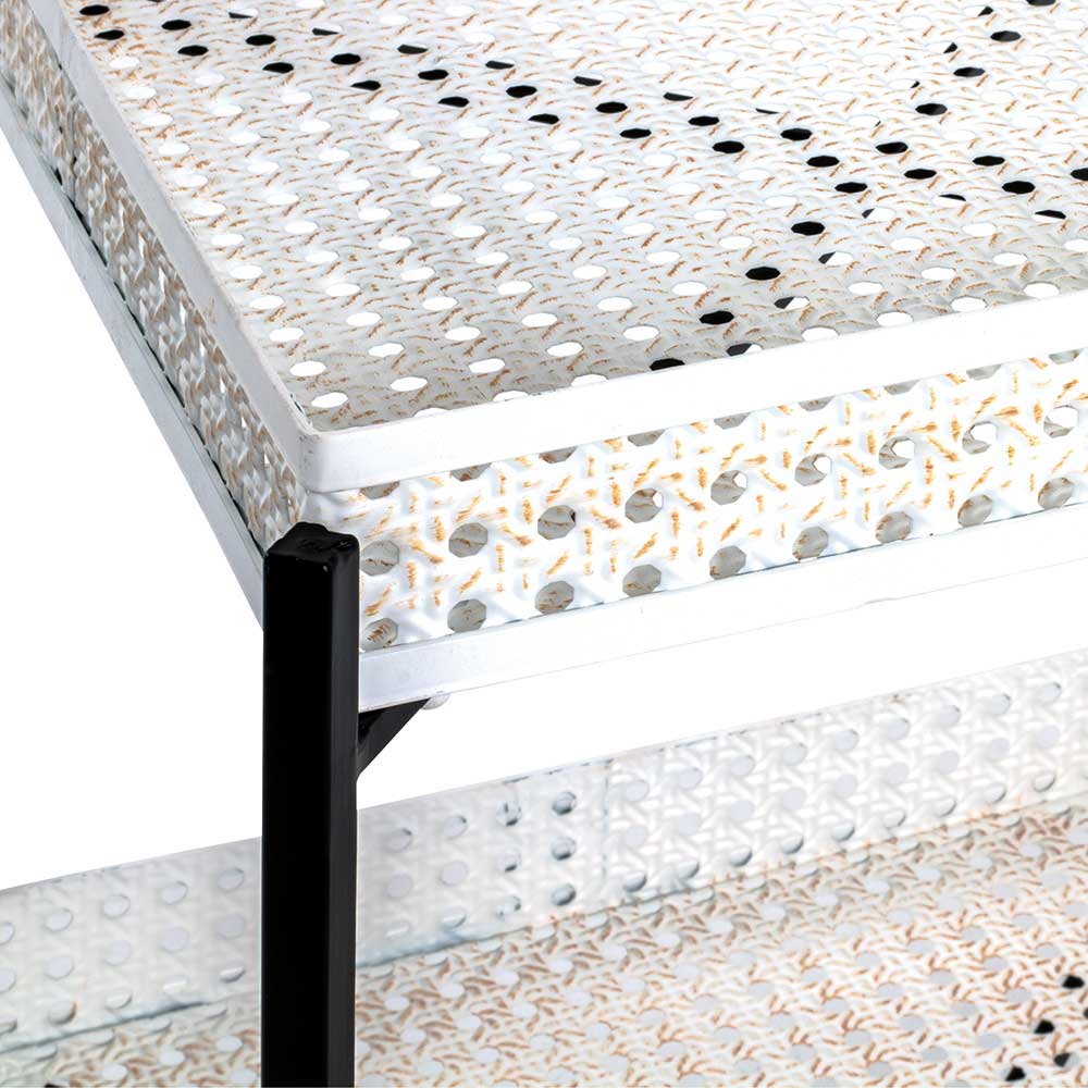 42x42 cm Metall Beistelltisch in Creme & Schwarz - Lubines