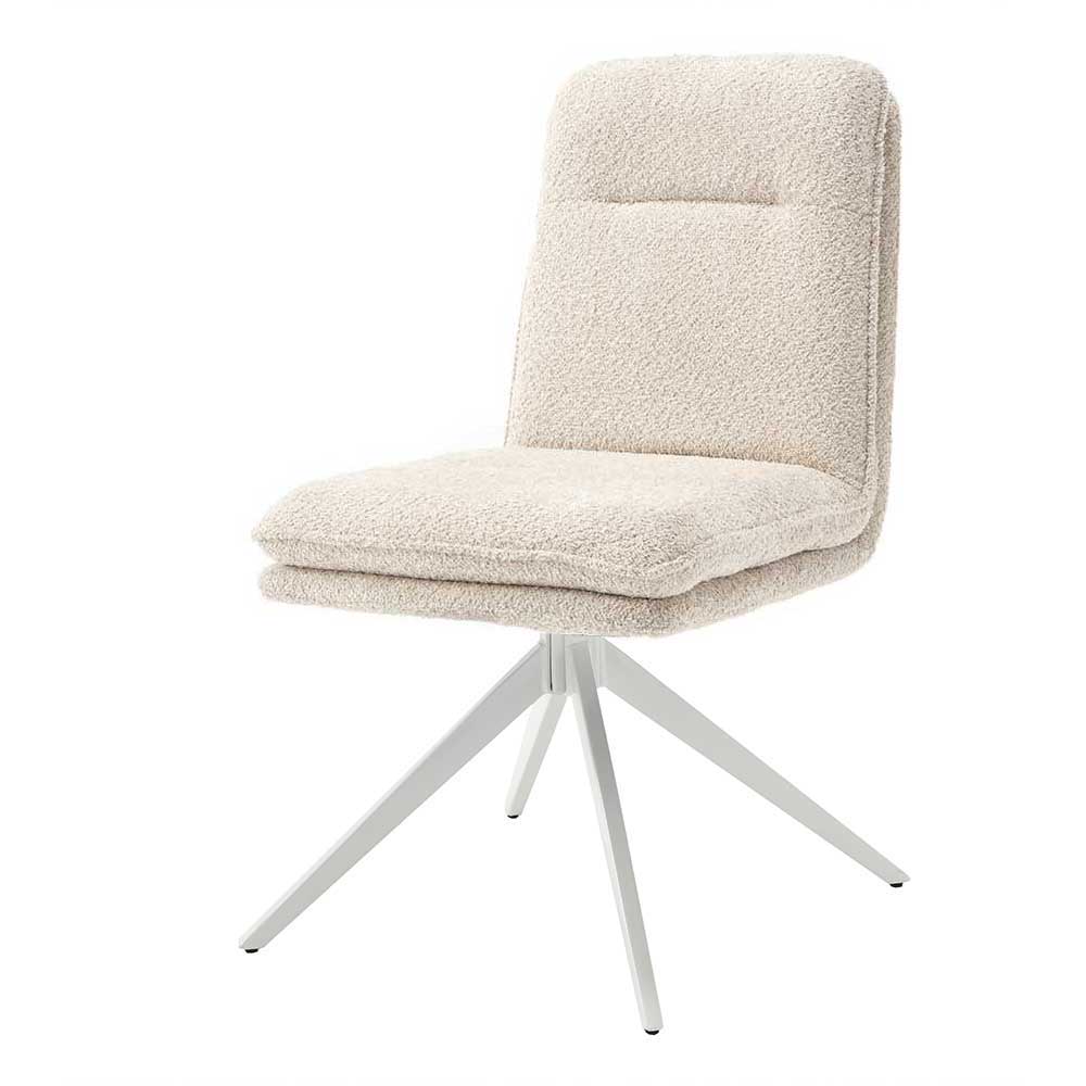 Boucle Polsterstuhl in Creme - Dalunzio (2er Set)