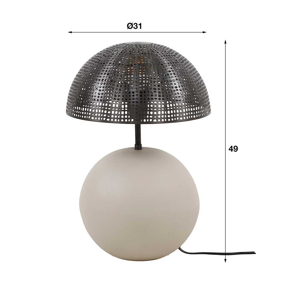 Designer-Tischlampe in Beige und Schwarzgrau - Praseida
