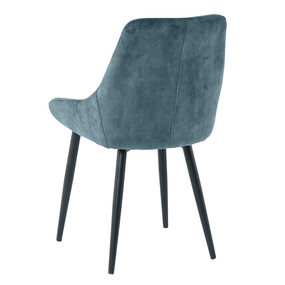 Blauer Polsterstuhl aus Samt - Ziviosca (2er Set)