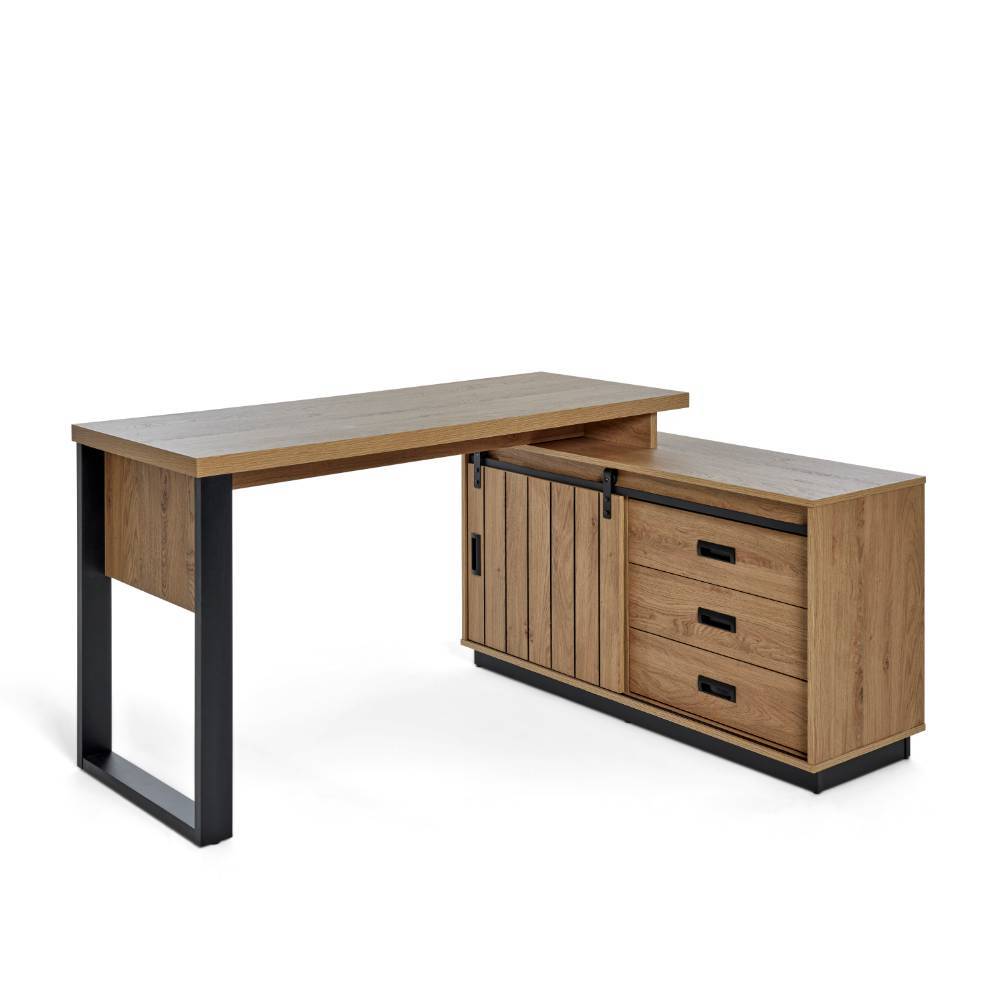 Modern Country Schreibtisch mit Seitenregal - Jarley