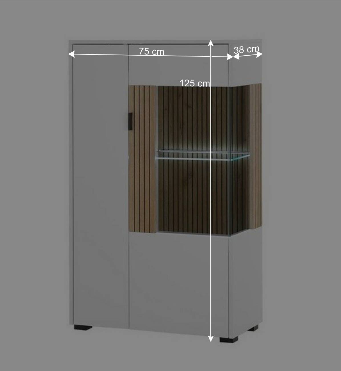 Highboard Vitrine in Mattweiß - Nenaloro