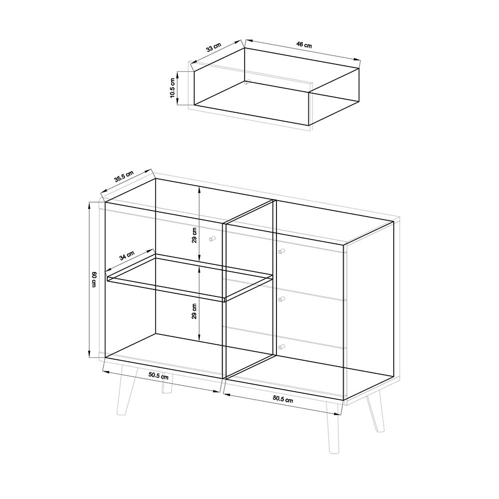 Skandi Kombikommode zweifarbig - Cablos