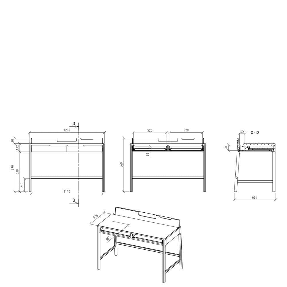 Design Schreibtisch aus Massivholz Wildeiche - Laida