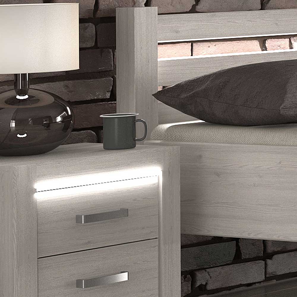 Set Schlafzimmer Möbel in Weiß Holz Optik - Ektado (vierteilig)