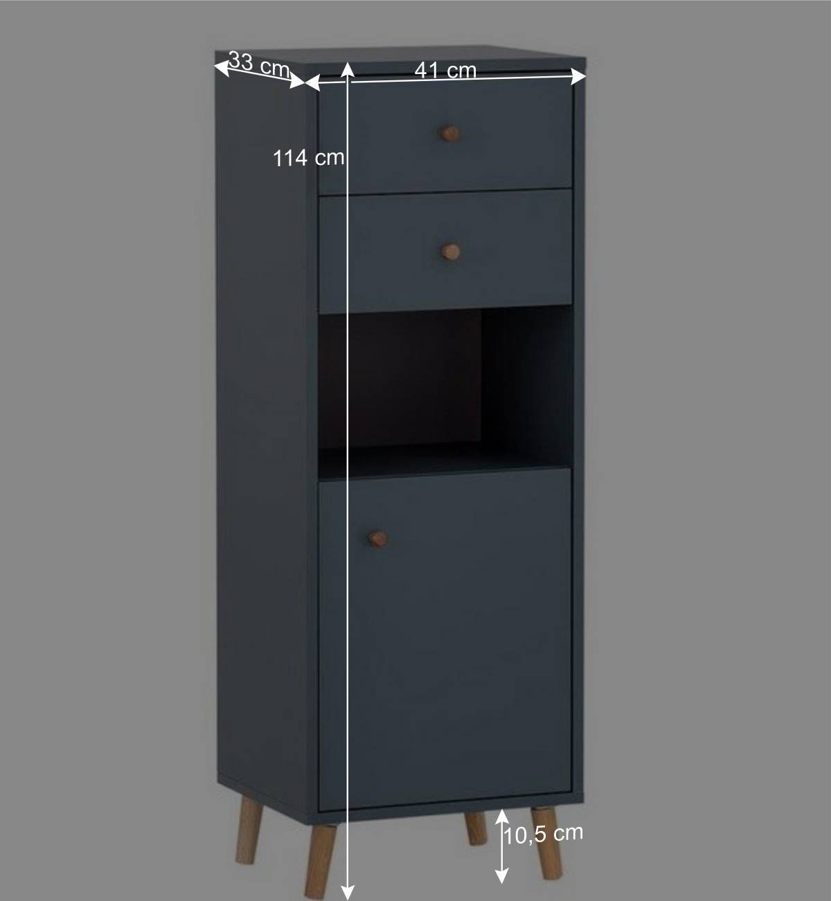 41x114x33 Badschrank in Petrol Blau in Eiche - Matrera