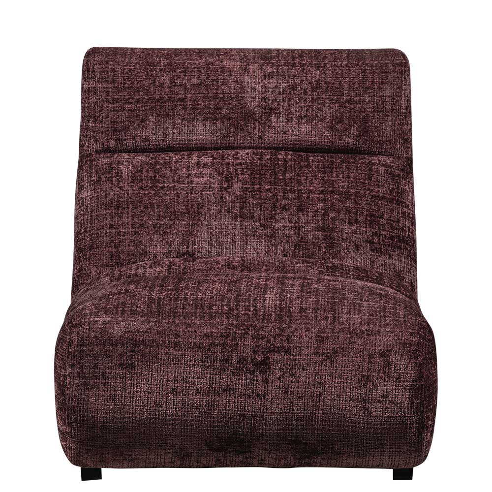 Violett-farbener Loungesessel aus Chenille-Stoff mit weicher Polsterung frontal – Kavos