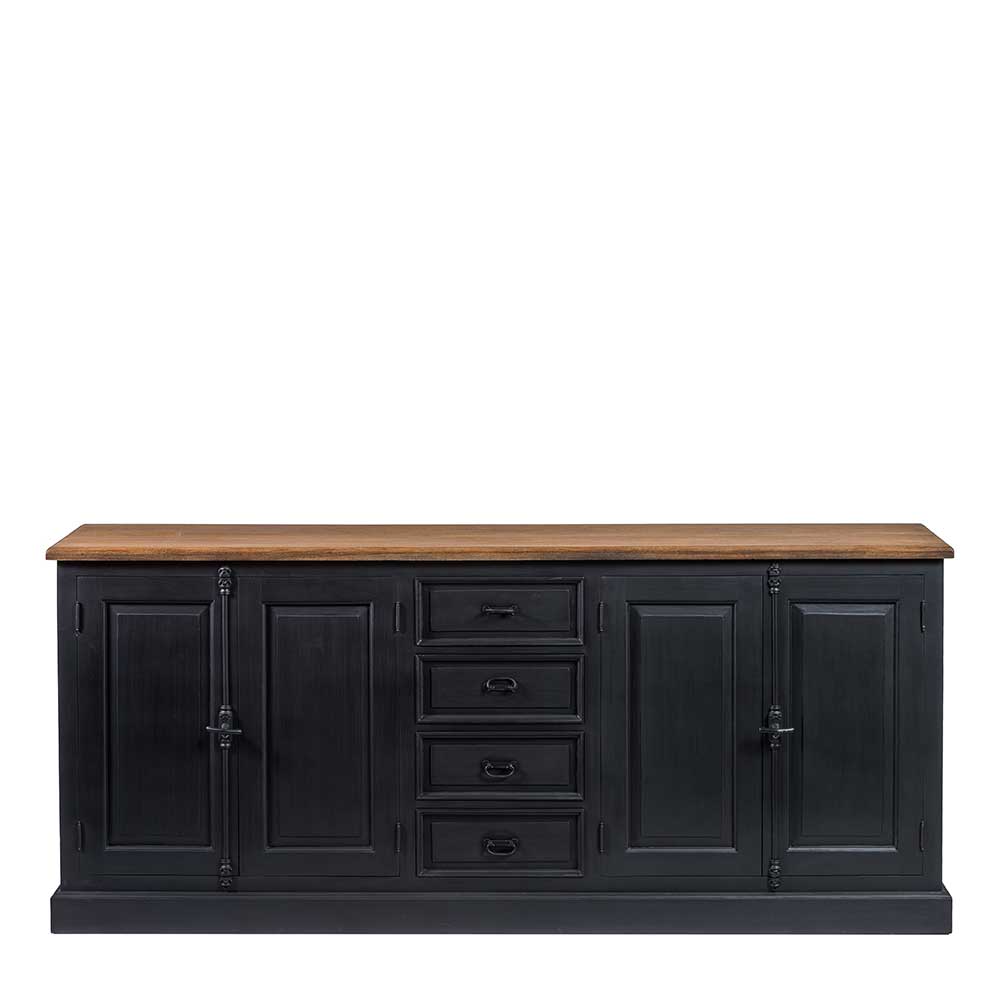 220x96x53 Vintage Design Anrichte in Schwarz - Niovan