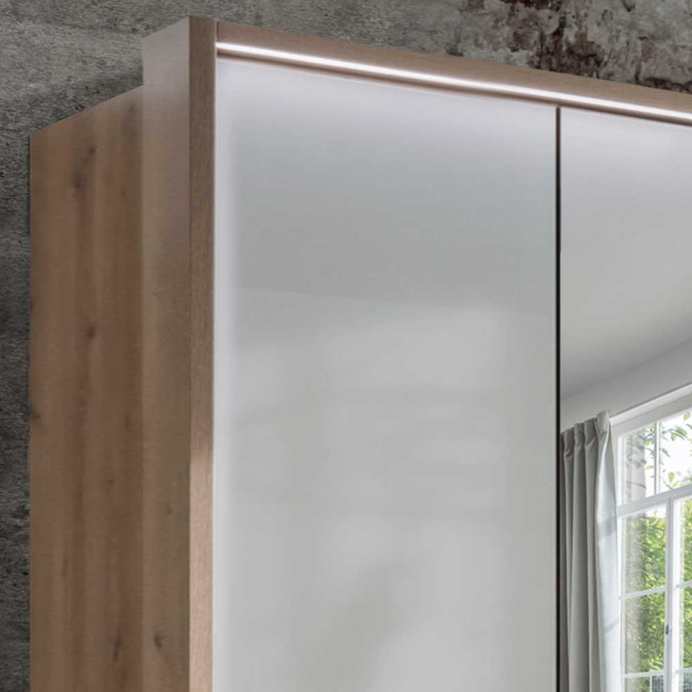 Design Schlafzimmerschrank in Beige Glas & Spiegel - Crascanu