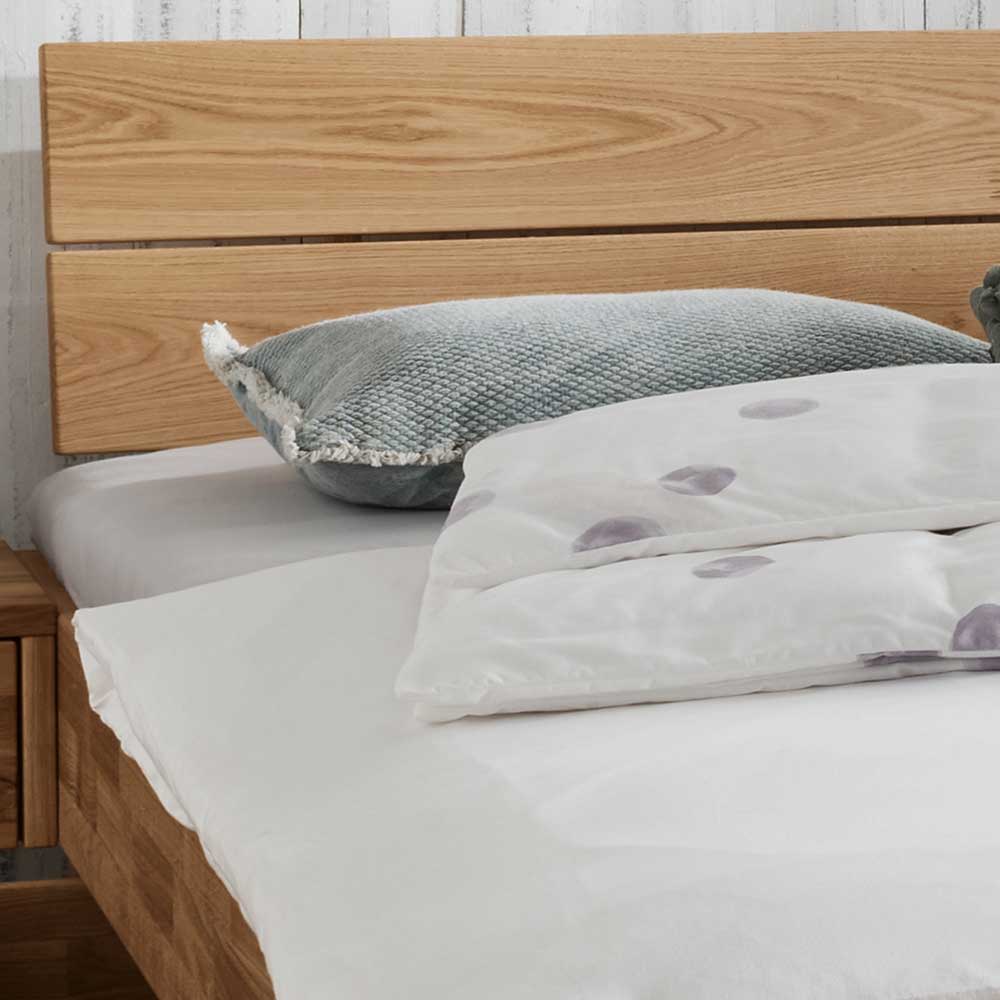 Wildeiche Holzbett mit Bettkasten - Esvilda