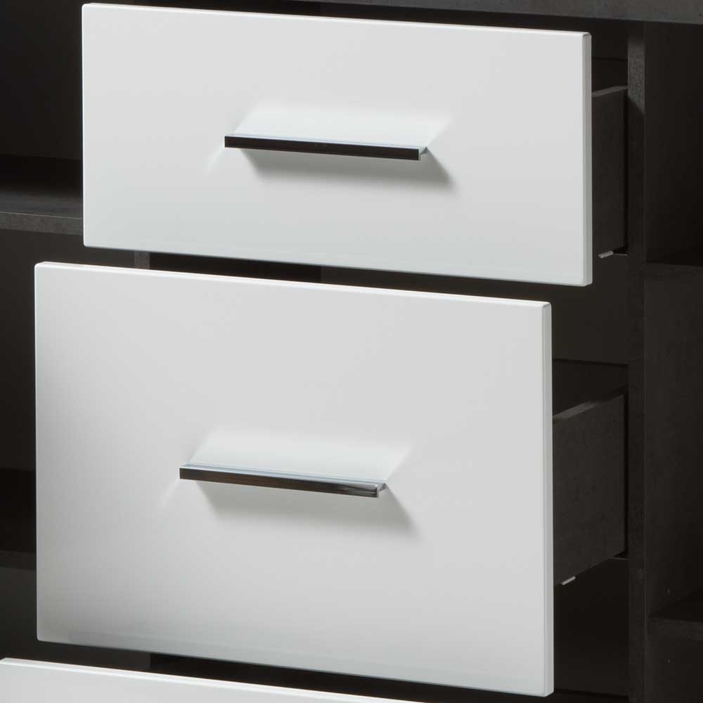 97cm hohes Hochglanz Sideboard in Weiß - Istensa
