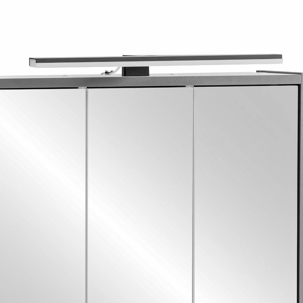 Oberkante des Bad-Spiegelschranks mit integrierter LED-Beleuchtung in Anthrazit – Zyrian