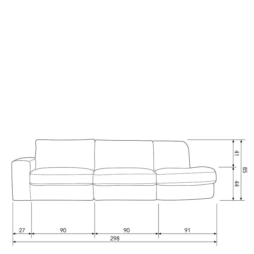 Graugrüne Couch mit Stoffbezug - Perconia