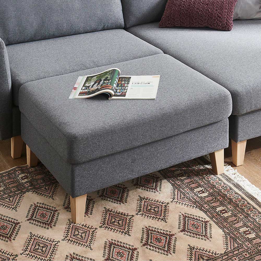 88x45x69 Polsterhocker in Grau Stoff - Lennart