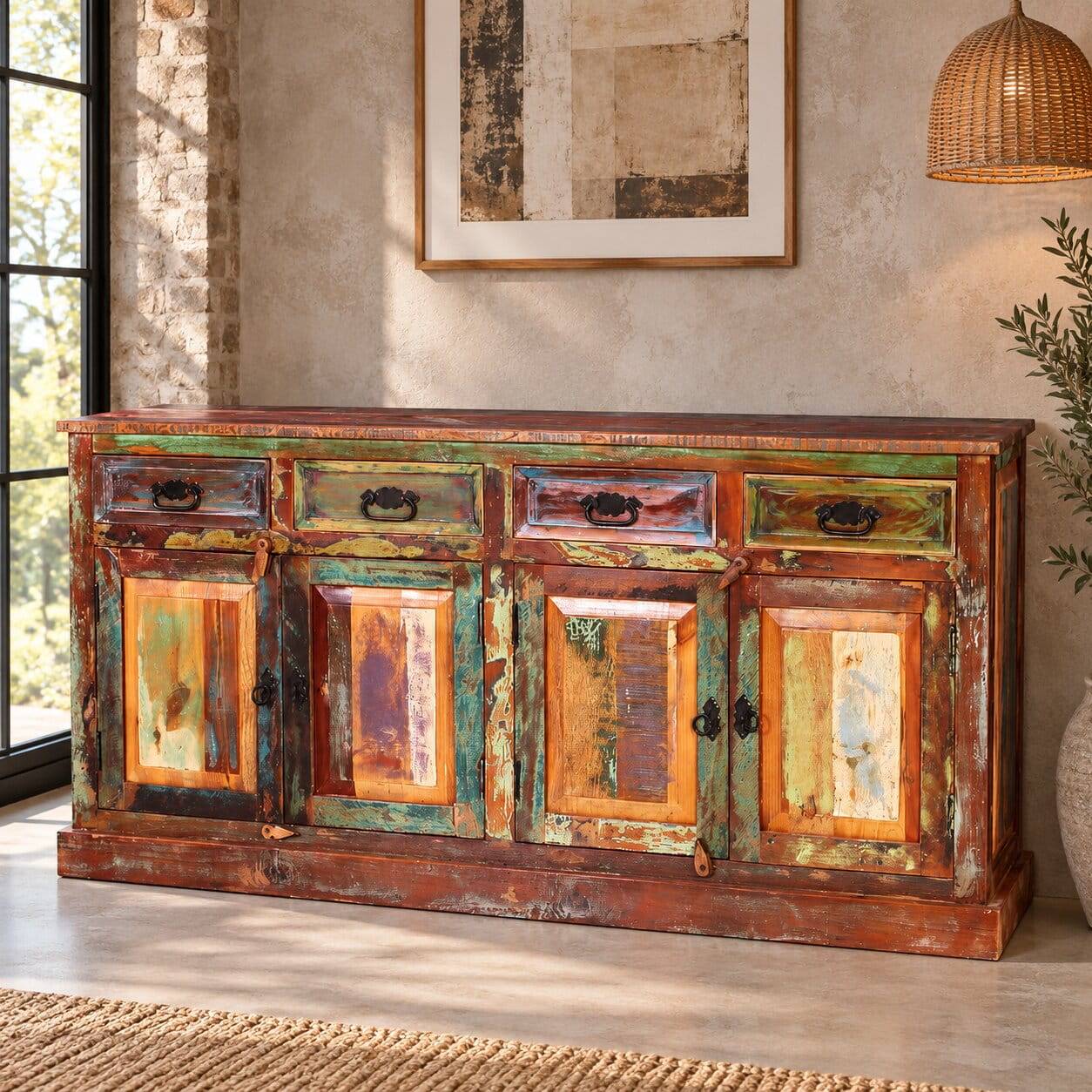 160x80x40 Shabby Chic Sideboard auf Sockel - Jamaica
