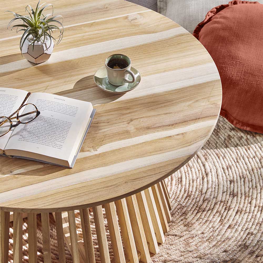 Runder Teakholz Couchtisch lackiert - Absoluts