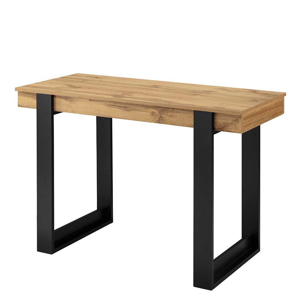 Eleganter Design Schreibtisch für Home Office in Eiche Optik und schwarzen Beinen – Flossi