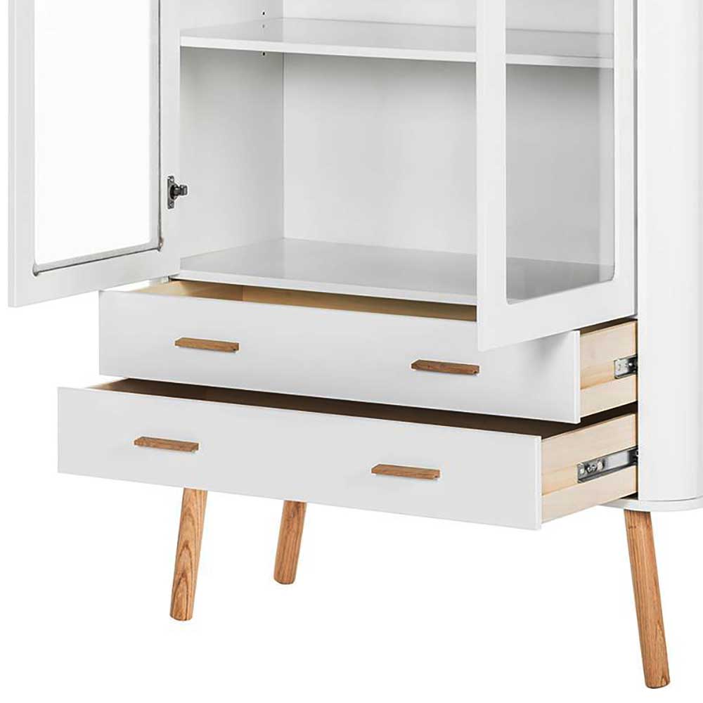 Skandi Vitrine in Weiß und Eiche Natur - Yarisis