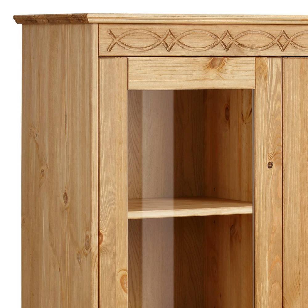 Landhaus Highboard Vitrine aus Kiefer - Goro
