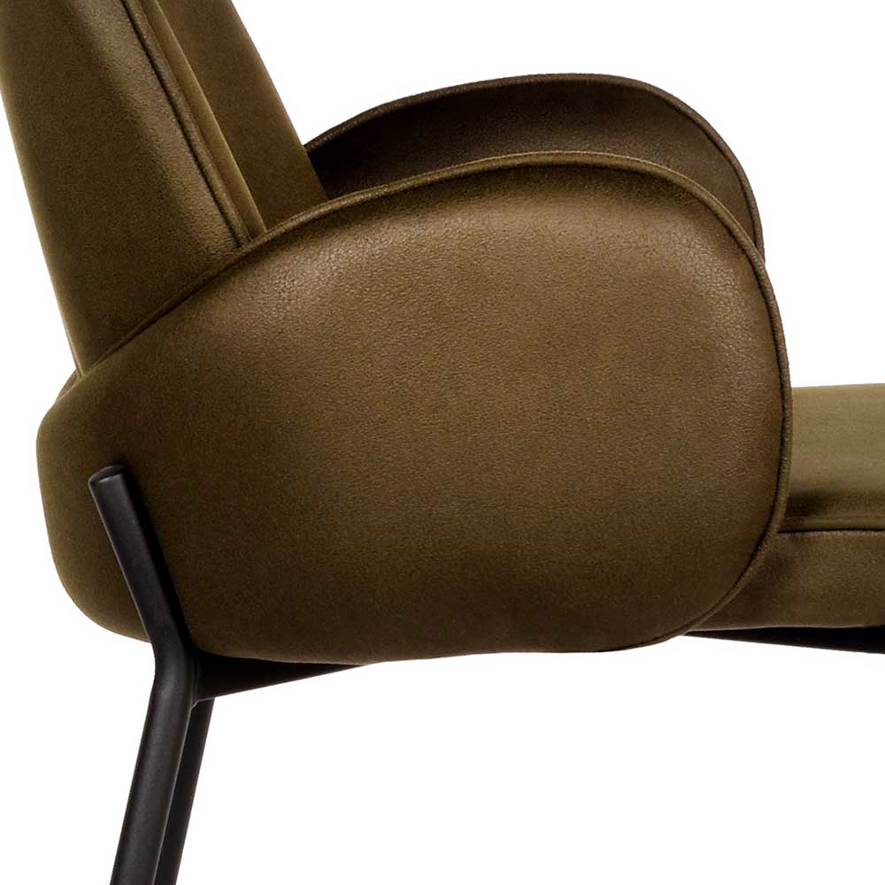 Bequemer Barstuhl in Oliv Grün Microfaser - Gesehia (2er Set)