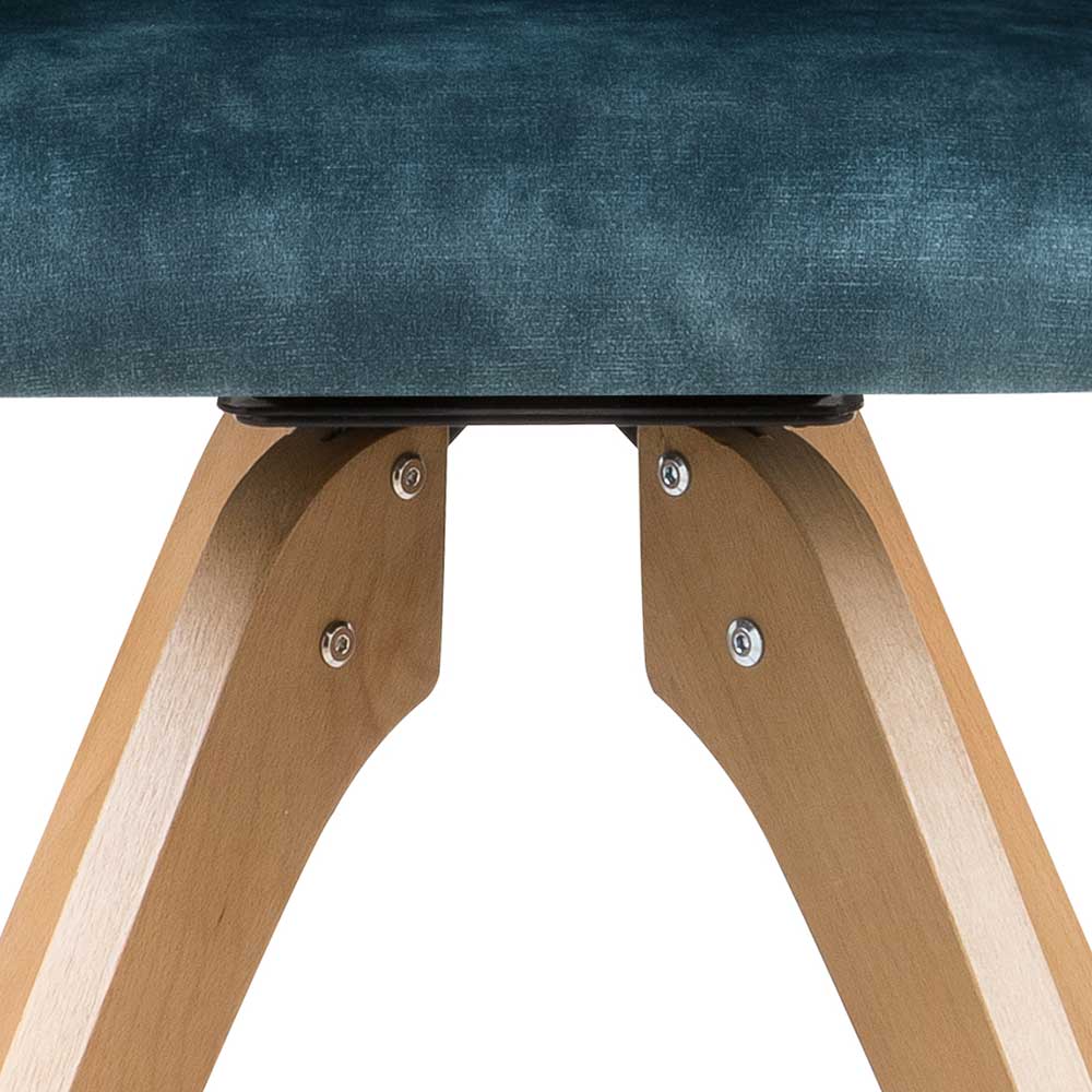 Velours Tischsessel in Blau Petrol - Vitalrov (2er Set)
