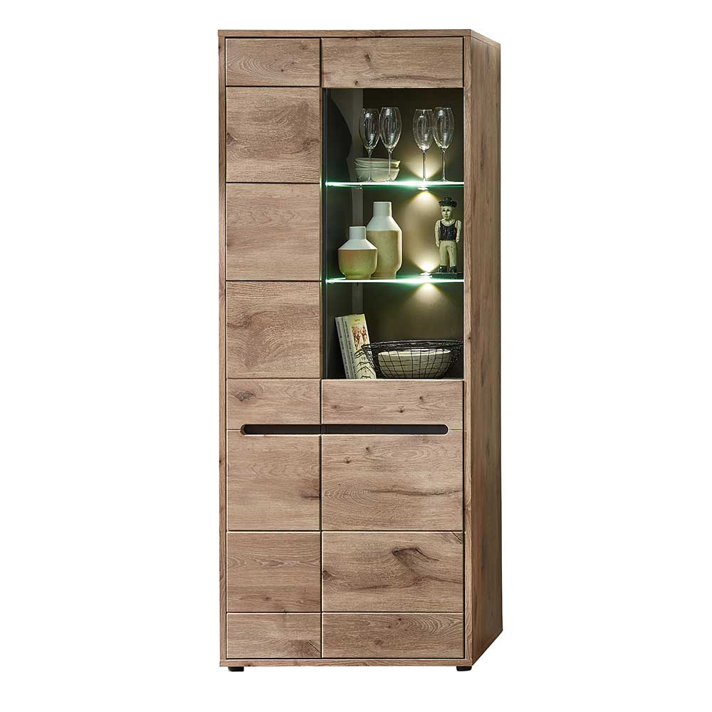 80x202x38 Vitrinenschrank in Wildeiche NB - Zelio