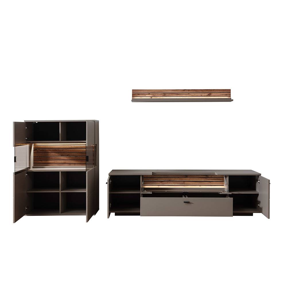 Wohnzimmer Möbelset in Grau - Teorina (dreiteilig)