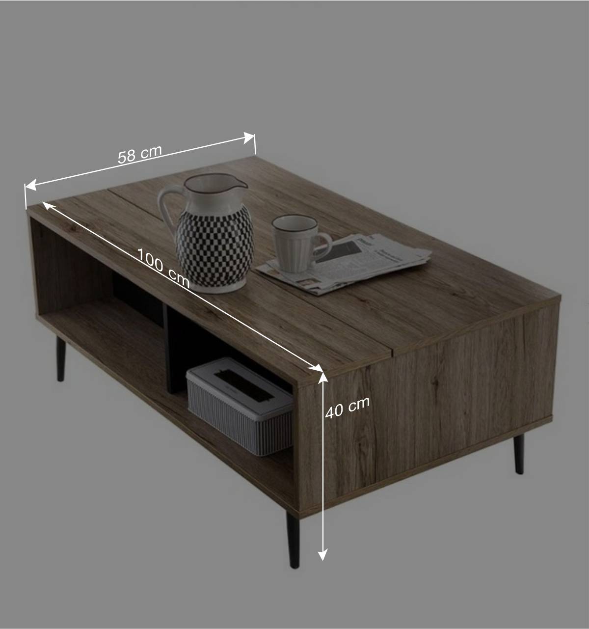 Couchtisch mit hochklappbarer Tischplatte - Drondo I