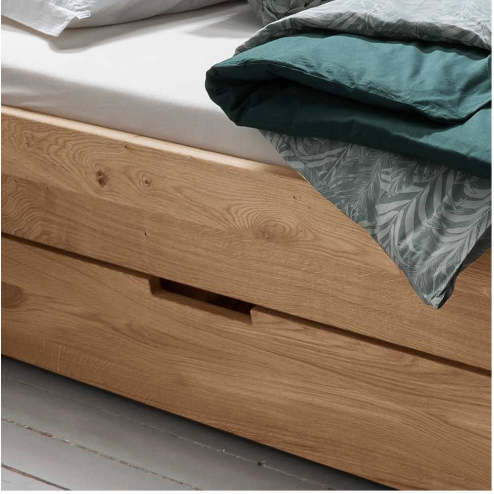 Bett mit zwei Bettkästen aus Wildeiche - Zennian (dreiteilig)