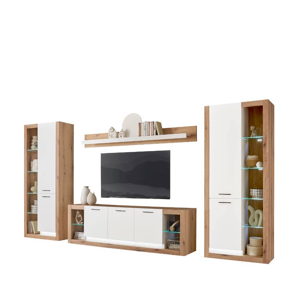 TV Anbauwand Set - Adejano (vierteilig)