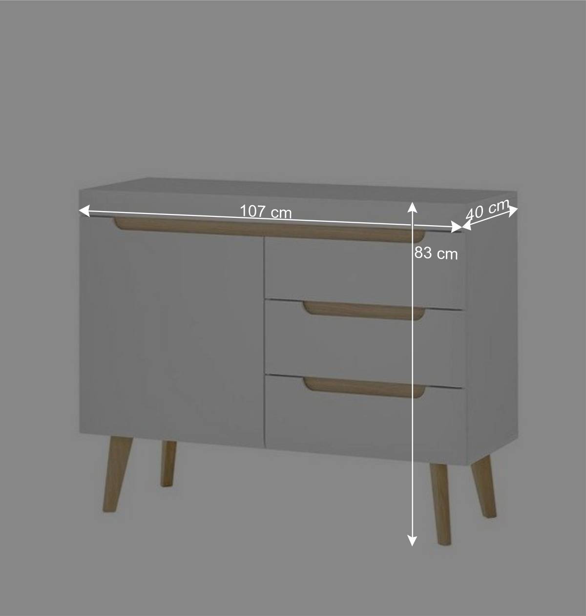 Skandi Kombi-Kommode 107 cm breit - Ginko