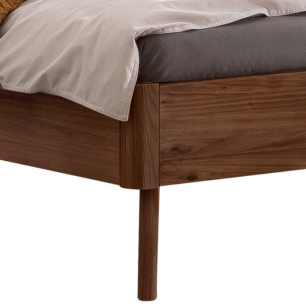 Holzbett in Nussbaum Braun mit Weiß - Bacaro
