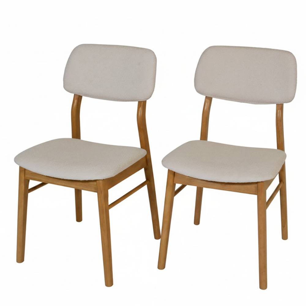 Scandi Polsterstühle in Offwhite Boucle - Fanduda (2er Set)