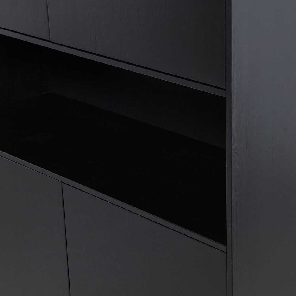 110x210x40 cm Kiefernholz Schrank teilmassiv in Schwarz - Niwidus