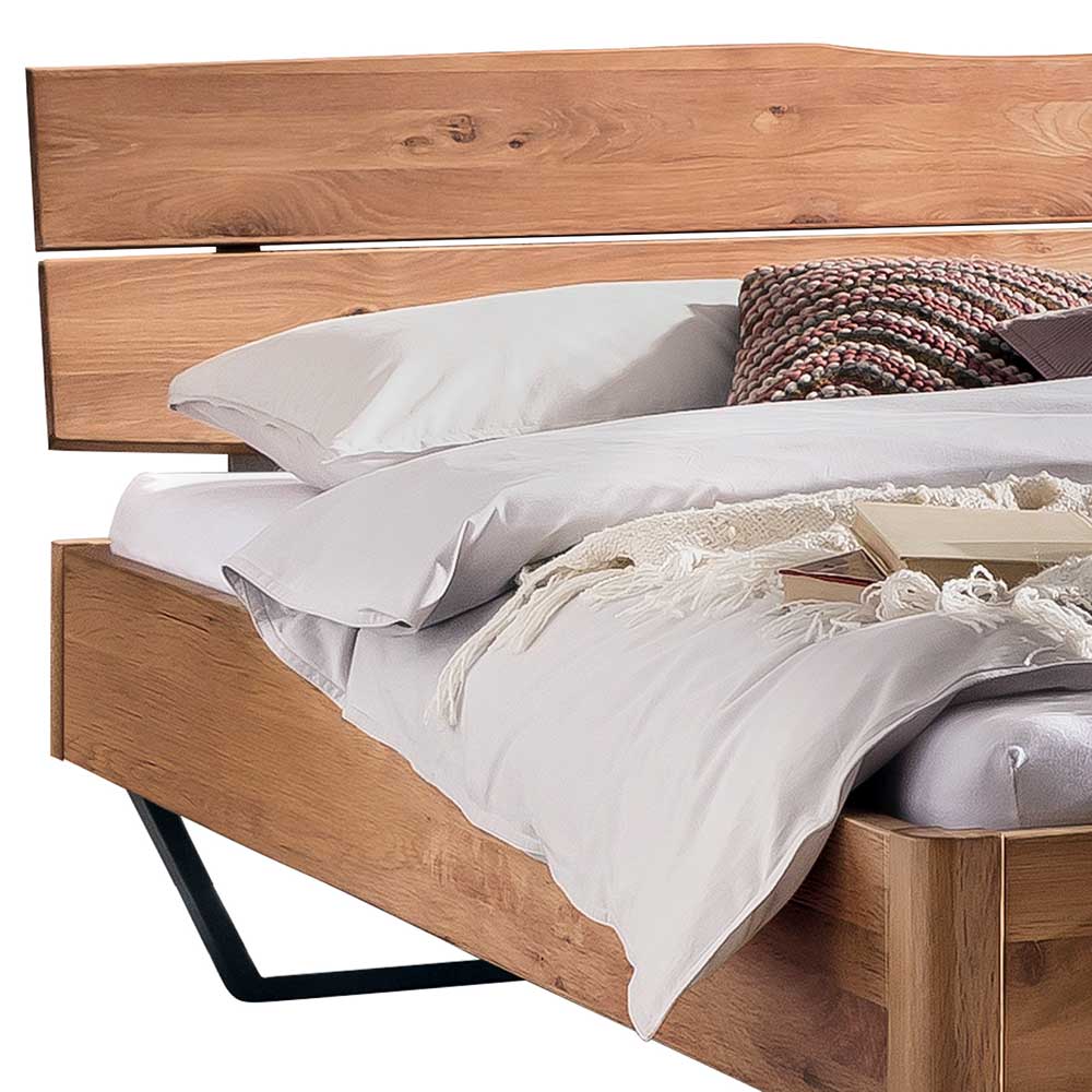 140x200 Bett mit Naturkante Kopfteil - Wikolia