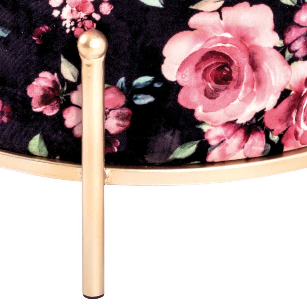 Runder Polsterhocker mit Rosen Samt - Auray