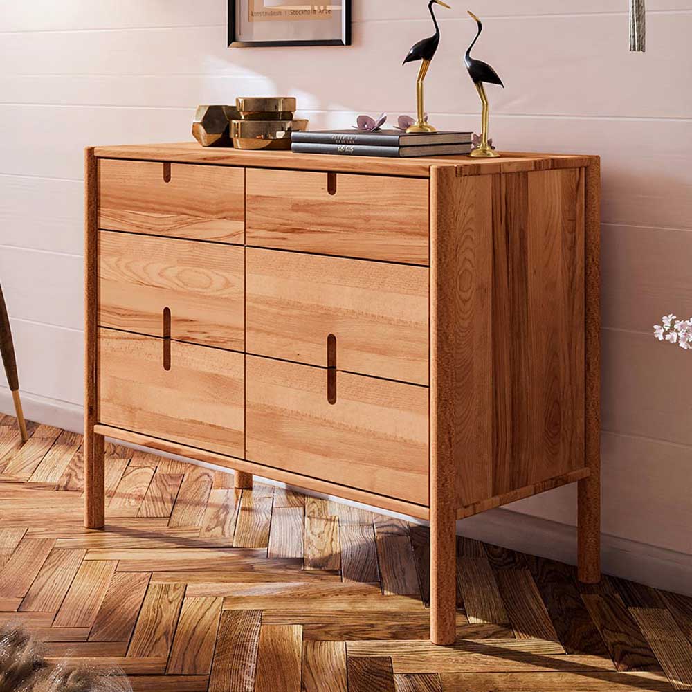 Design Kommode aus Wildbuche Massivholz - Indrya
