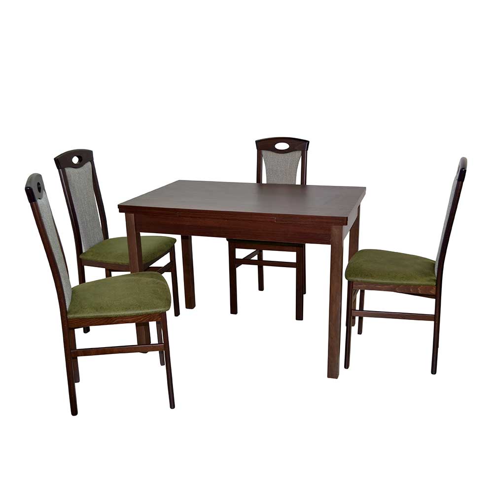 4 Stühle mit Tisch in Nussbaum - Sutra (fünfteilig)