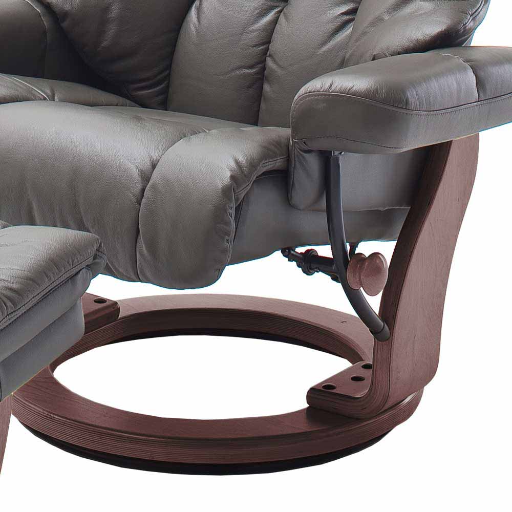 Relaxsessel Faraian aus Echtleder und Massivholz (zweiteilig)