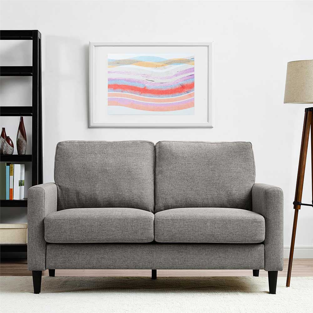 Zweisitzer Sofa in Hellgrau Stoffbezug - Katja