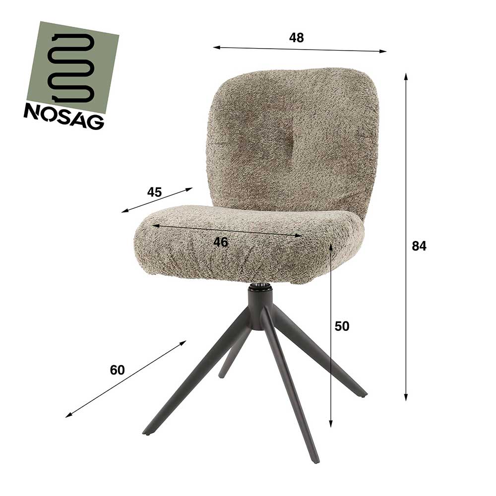 Esszimmer Drehstuhl in Taupe Boucle - Cascaya (2er Set)